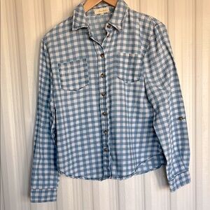 LOVE NOTES Blue Gingham Button-Up Shirt Women’s M